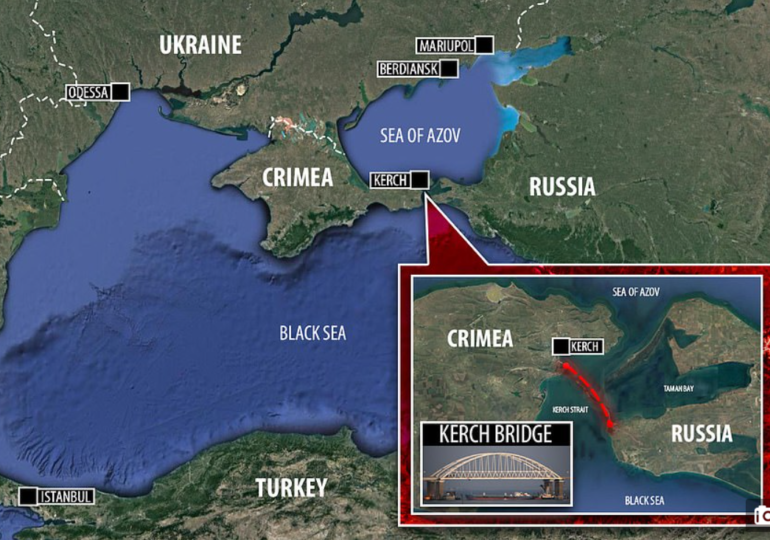 Putin blocks ALL foreign warships from reaching Ukraine after Biden's Black Sea U-Turn: Russia closes Kerch Strait after Joe sent two Navy battleships but then called them off